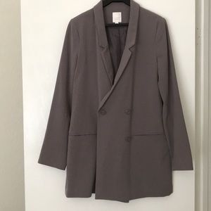 Grey/purple Long Blazer- quad length